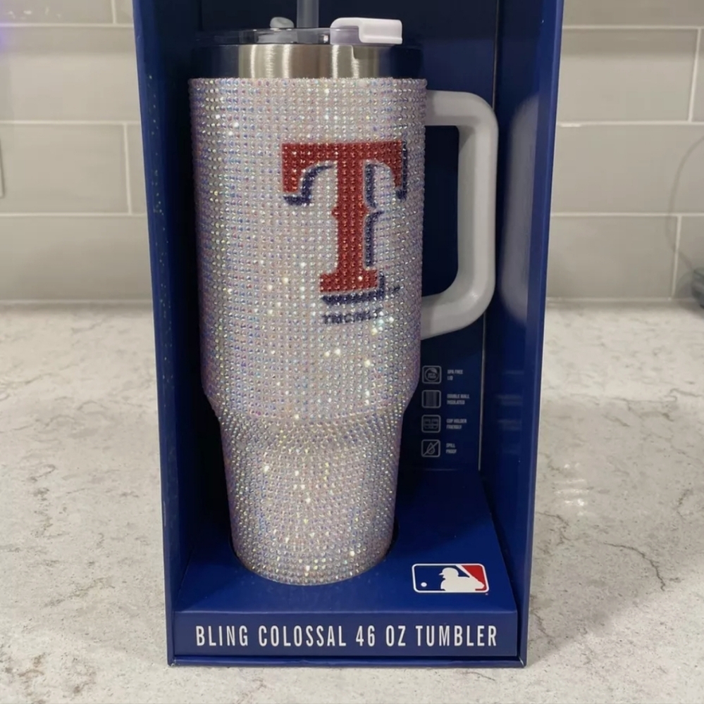 TEXAS RANGERS BLING COLOSSAL 46 OZ LIMITED EDITION  STEEL TUMBLER  Rhinestones